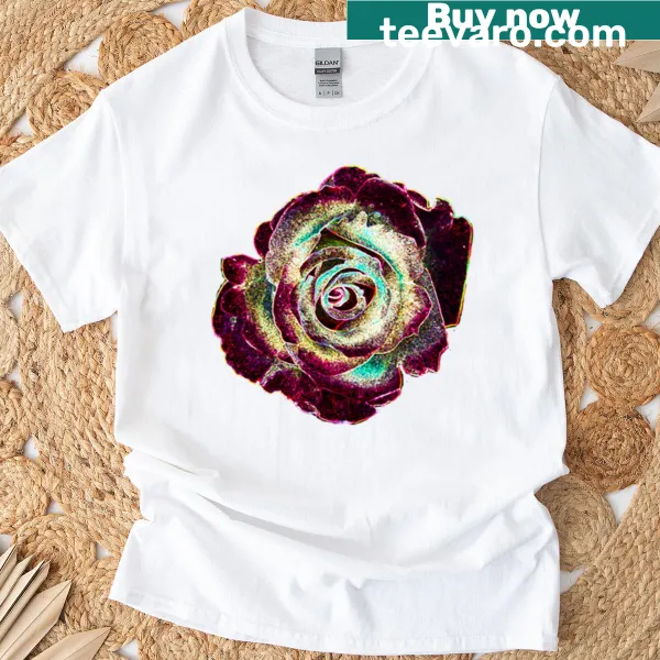T-shirt featuring an artistic graphic of the Portland Rose