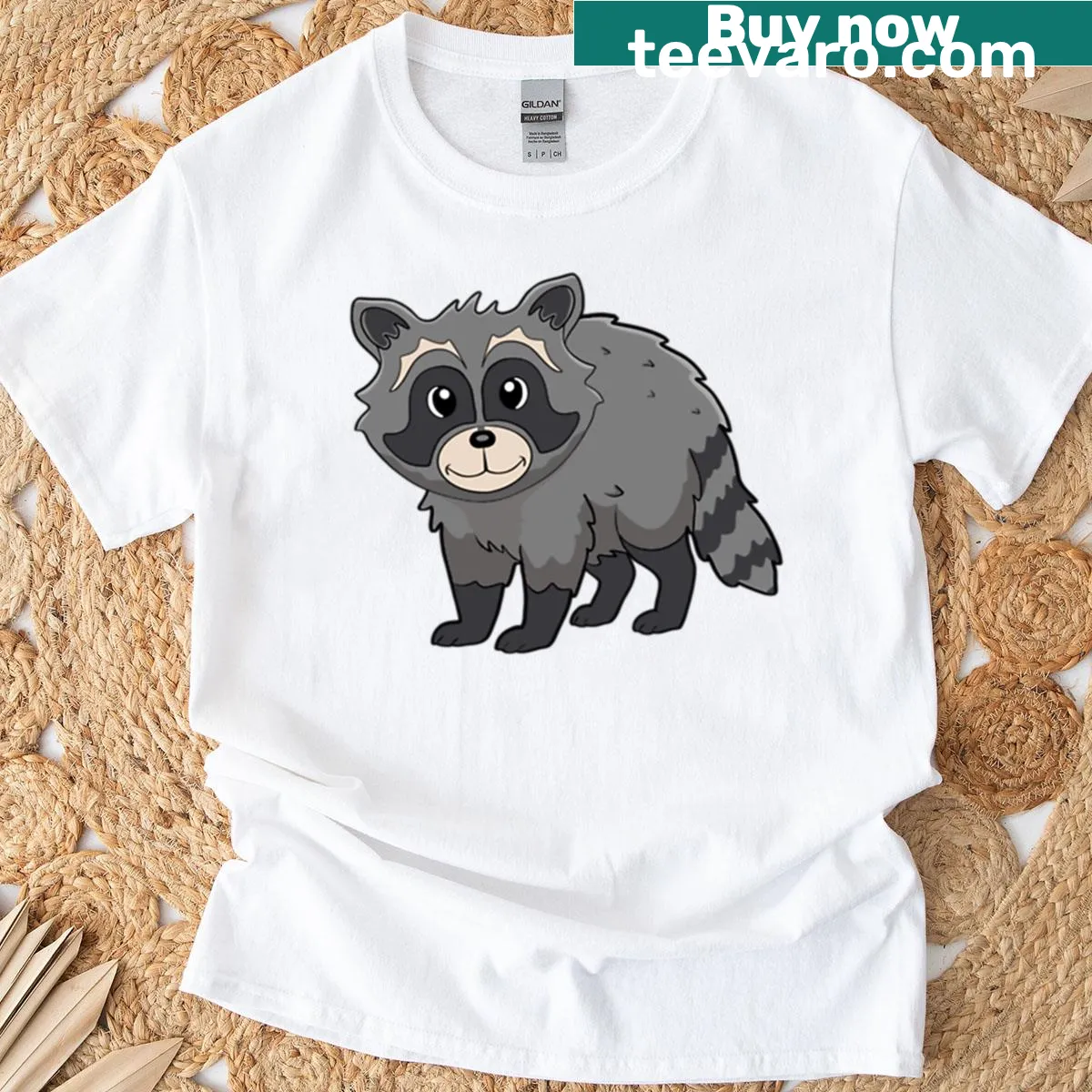 Whimsical raccoon illustration on a playful T-shirt — on a men's t-shirt