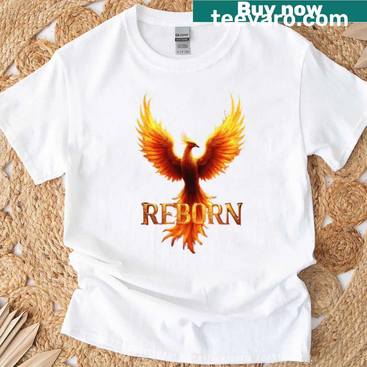 Inspirational t-shirt featuring a phoenix rising from ashes design. — on a men's t-shirt