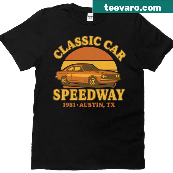 Vintage racing car design T-shirt featuring a classic race car