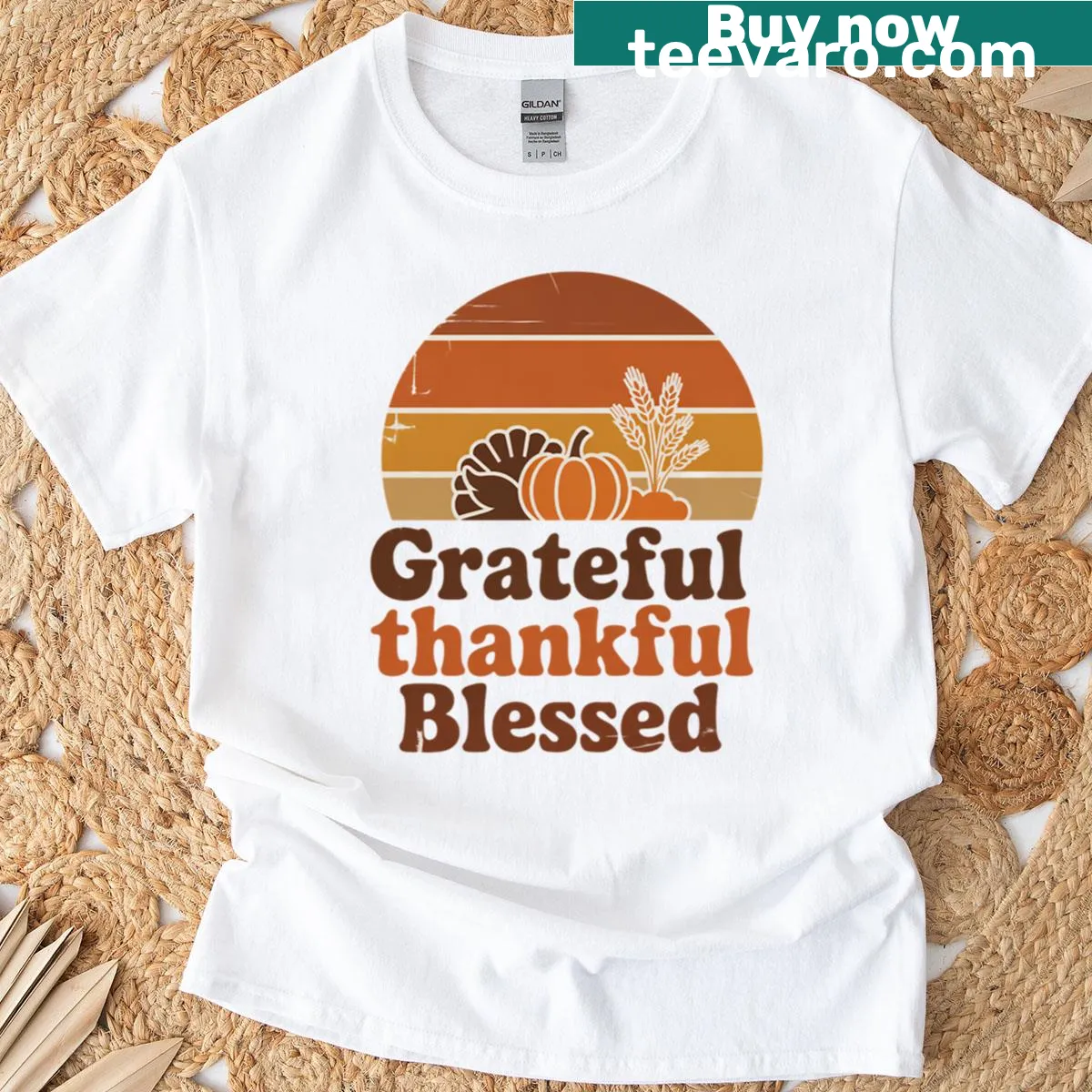 Thanksgiving T-shirt with a retro design celebrating gratitude — on a men's t-shirt