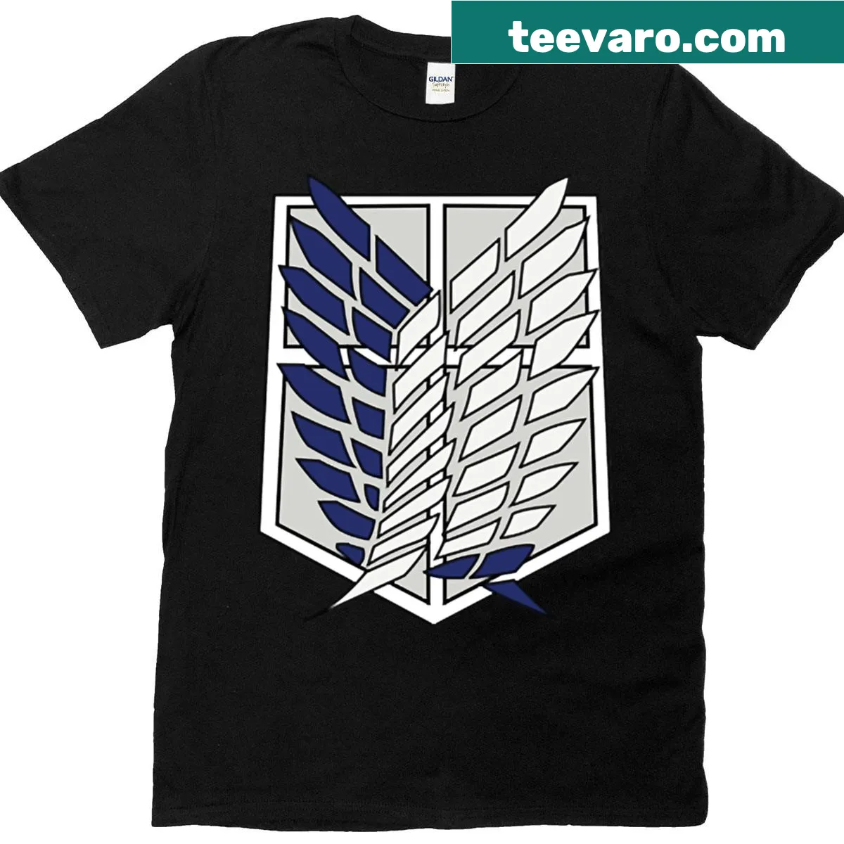 Scout Regiment logo T-shirt featuring an illustrative design — on a men's t-shirt