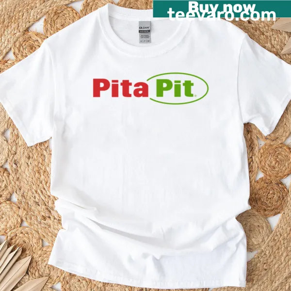 Illustration of Seaside Pita Pit restaurant theme on a t-shirt