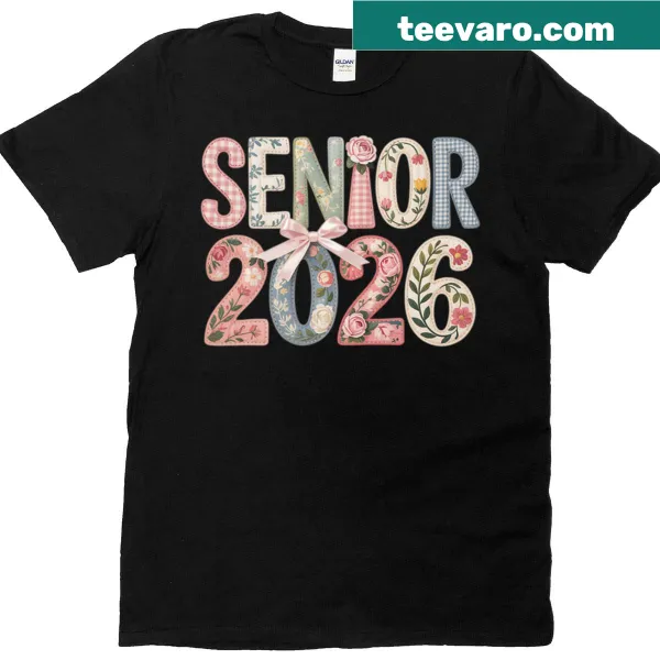 Floral design T-shirt with Senior 2026 text