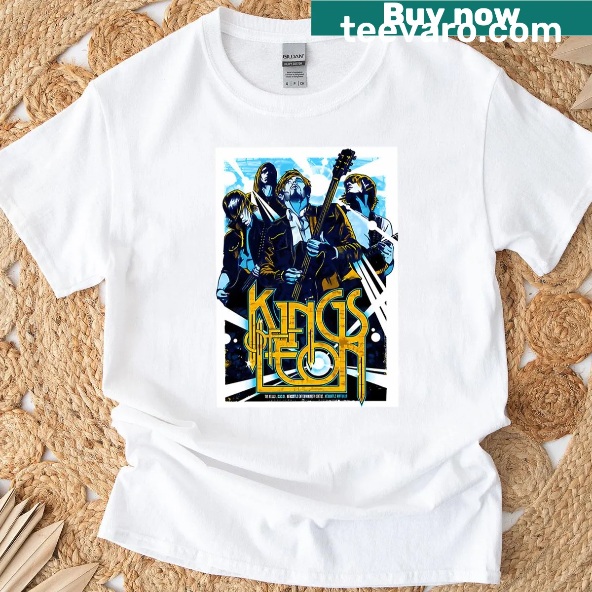 T-shirt featuring the text 'Kings Of Leons' in a simple design — on a men's t-shirt