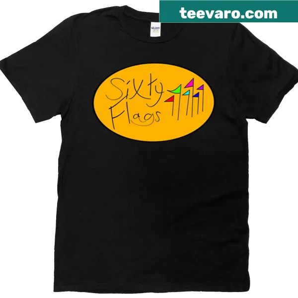 Illustration of Sixty Flags logo on a T-shirt