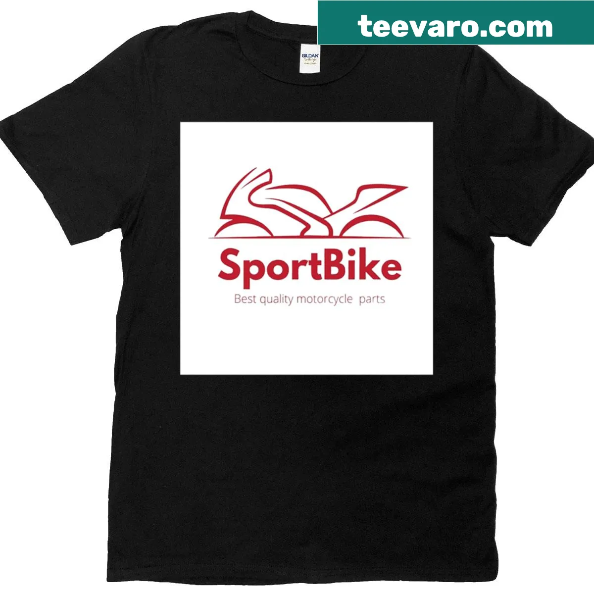 Silhouette design of a sport bike on a minimalist T-shirt — on a men's t-shirt