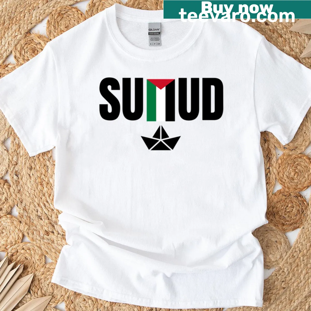 Sumud Flotilla logo on a t-shirt — on a men's t-shirt