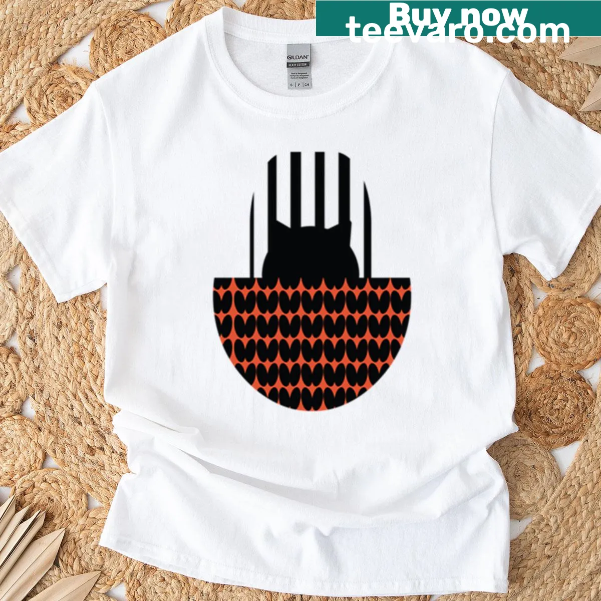 Illustration of a cat on a fun animal-themed t-shirt — on a men's t-shirt
