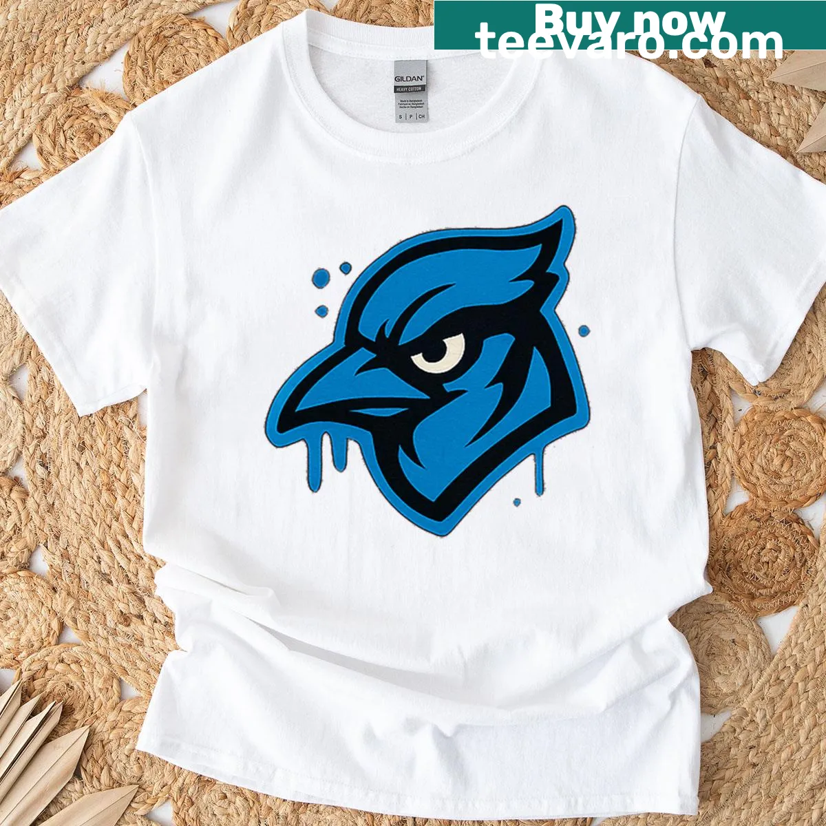 Graffiti-style t-shirt featuring Toronto Blue Jays theme — on a men's t-shirt