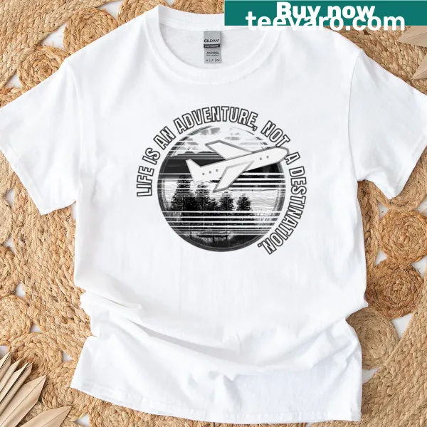 Vintage travel logo T-shirt with a distressed look