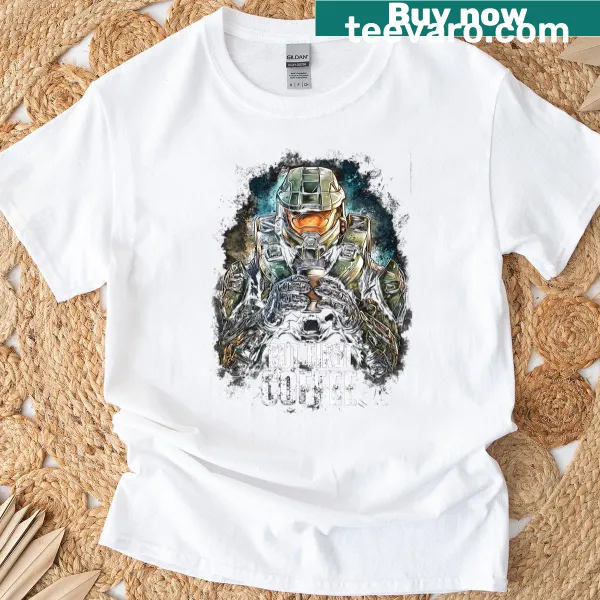 Humorous illustration of a Spartan with coffee graphic t-shirt