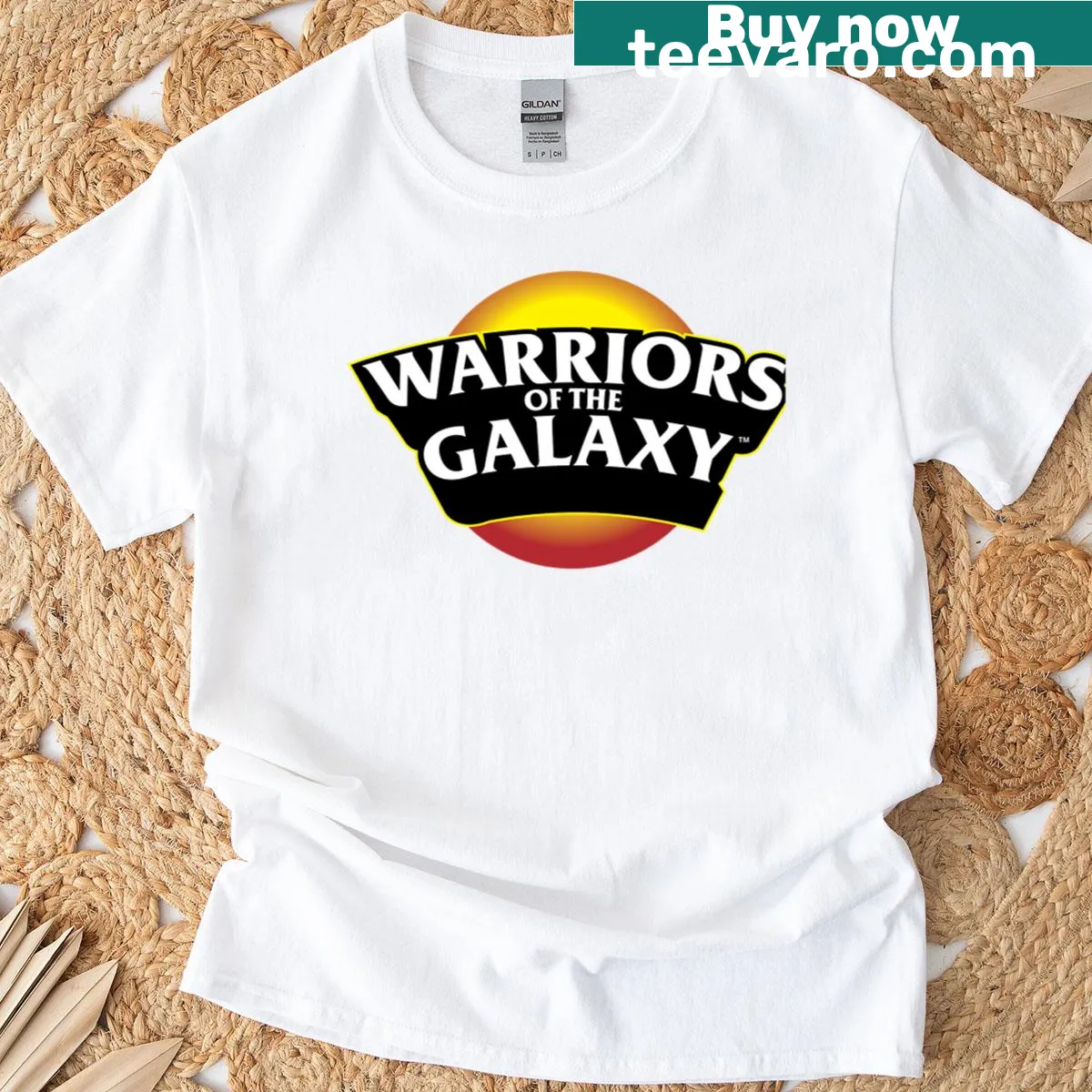 Oversized t-shirt with Warriors Of The Galaxy logo emblem — on a men's t-shirt