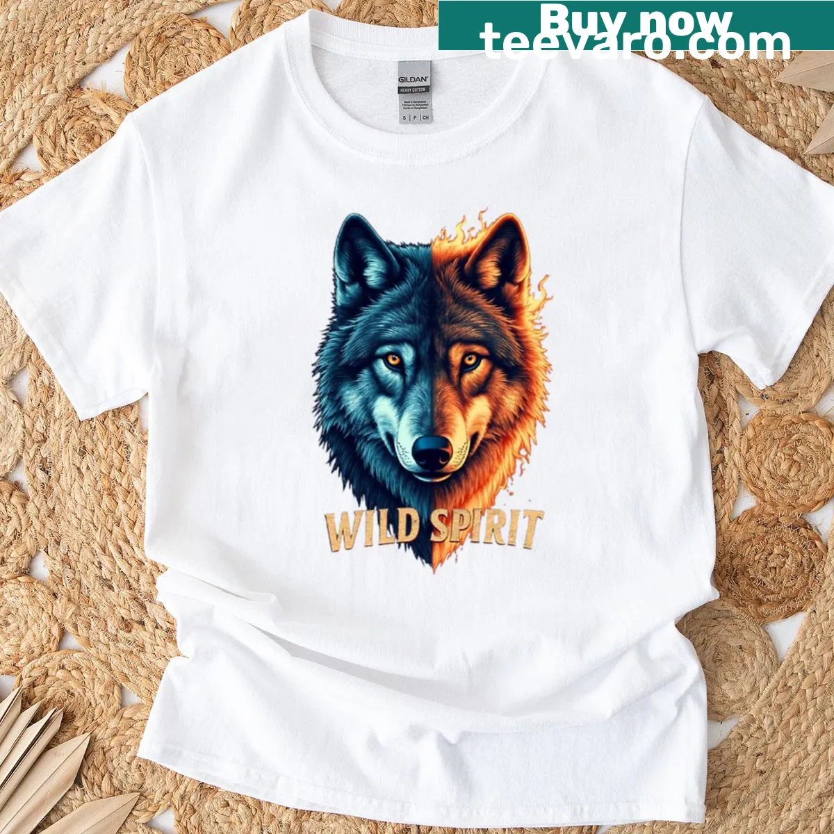 Cute wolf graphic Kidsteen design T-shirt — on a men's t-shirt