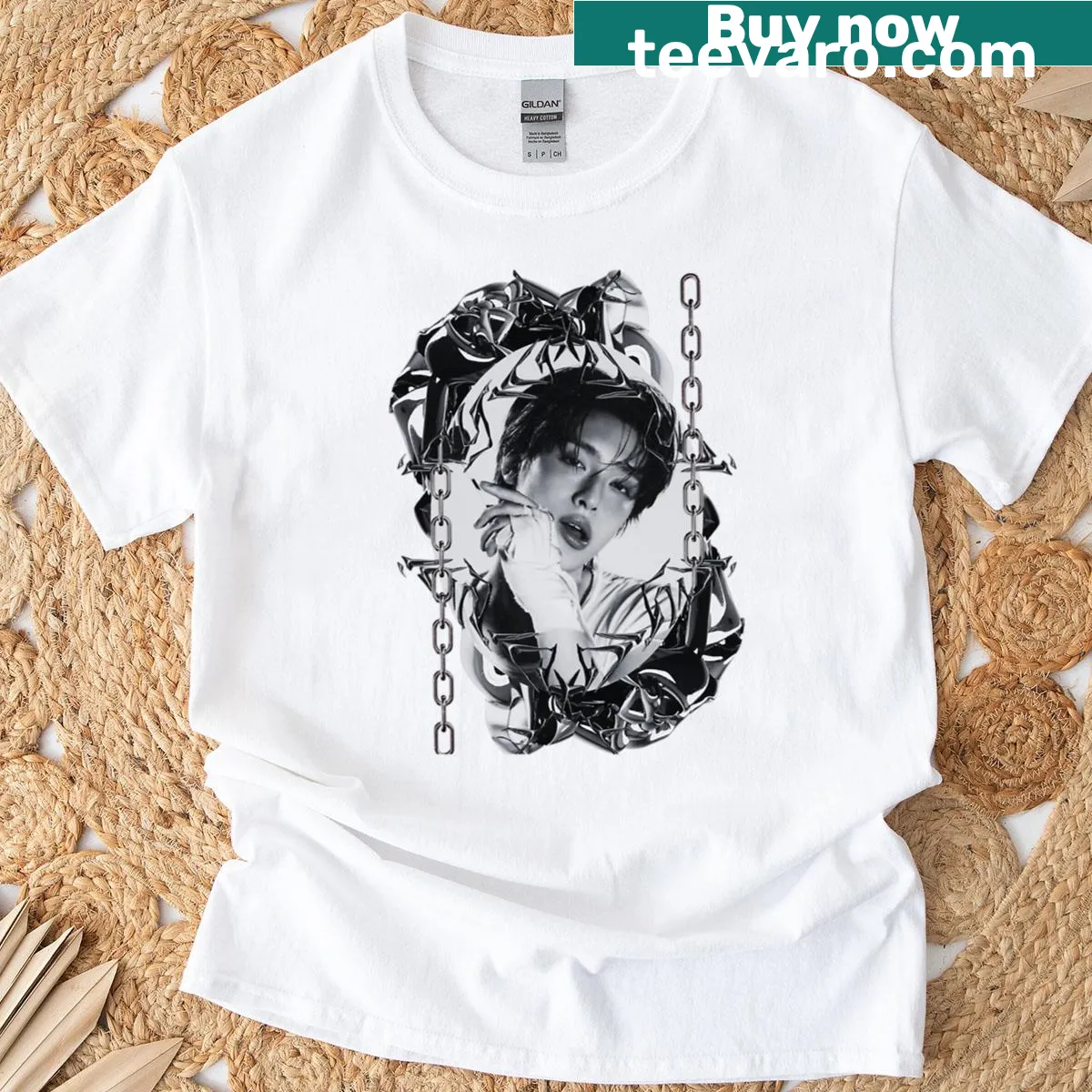 Bold typography graphic T-shirt featuring 'Xdinary Heroes' text — on a men's t-shirt