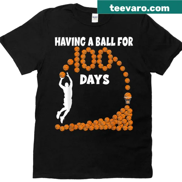 100 Days of School T-shirt with basketball graphic and text