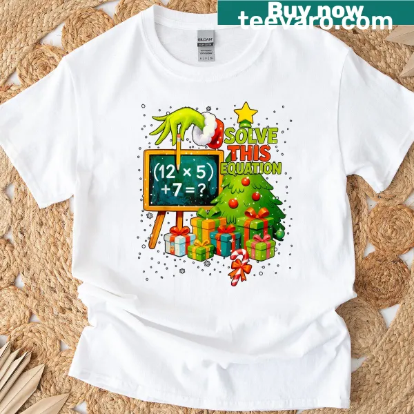 Funny Christmas teacher t-shirt with math meme text