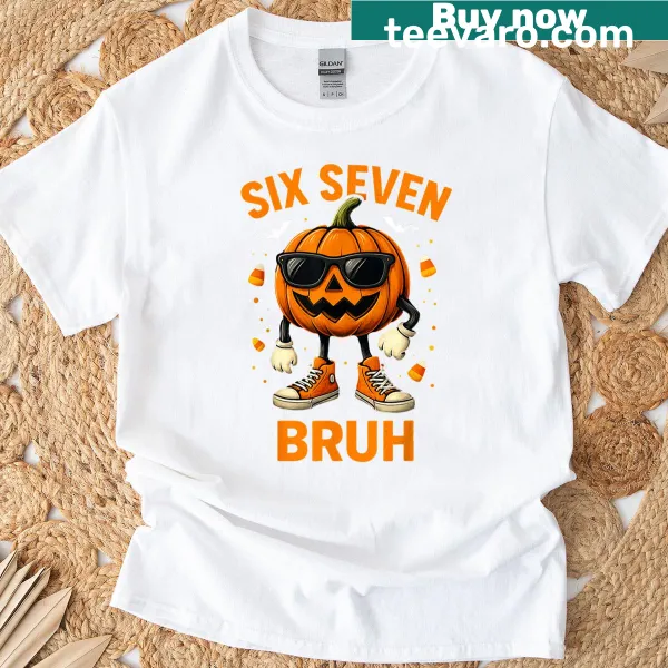 Funny kids' Halloween t-shirt with pumpkin and meme graphic