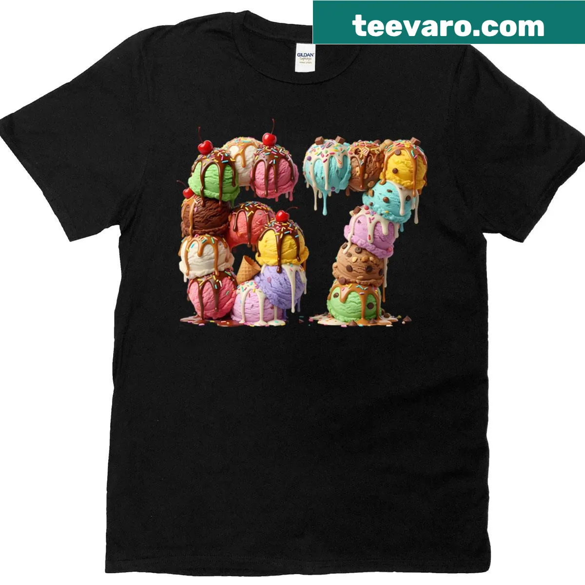Funny ice cream drip graphic on a summer-themed t-shirt — on a men's t-shirt