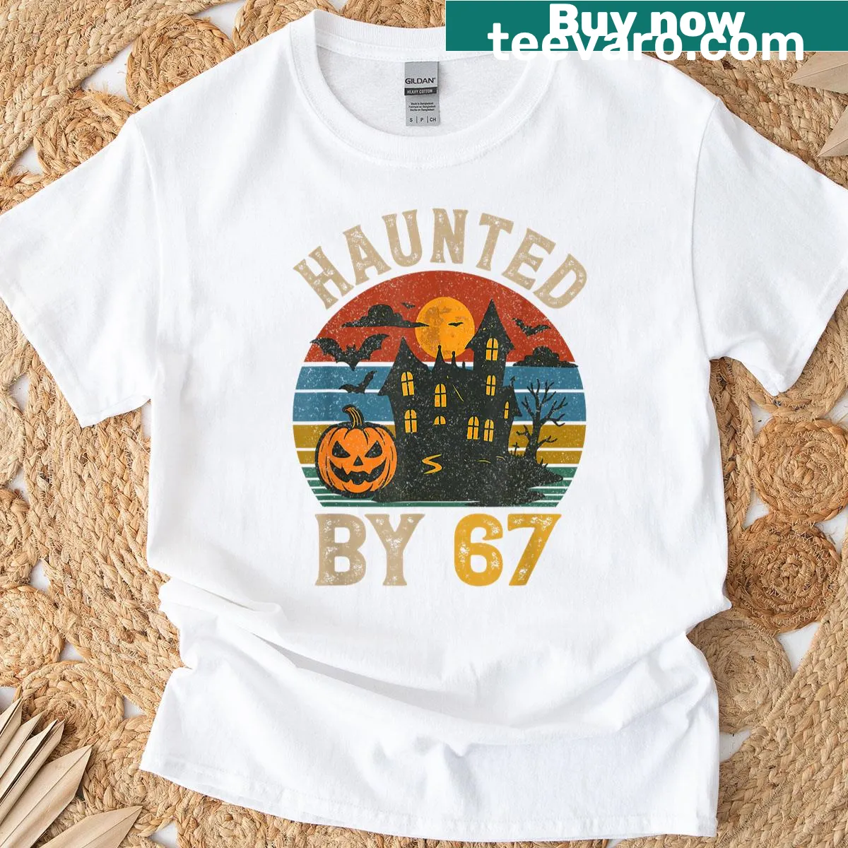 Meme-themed Halloween T-shirt with spooky graphics for Gen Alpha Z. — on a men's t-shirt