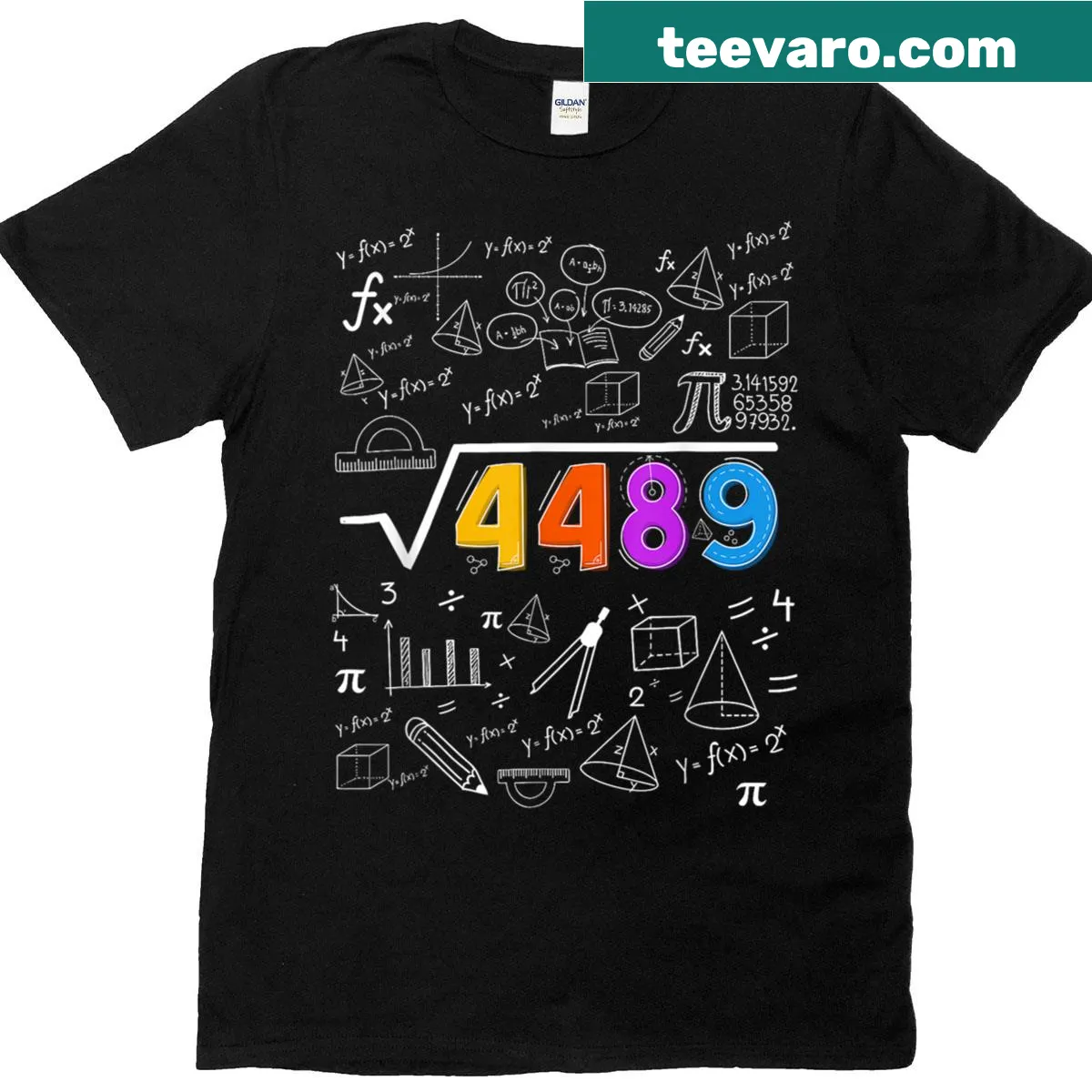 Humorous math teacher T-shirt with square root meme design — on a men's t-shirt