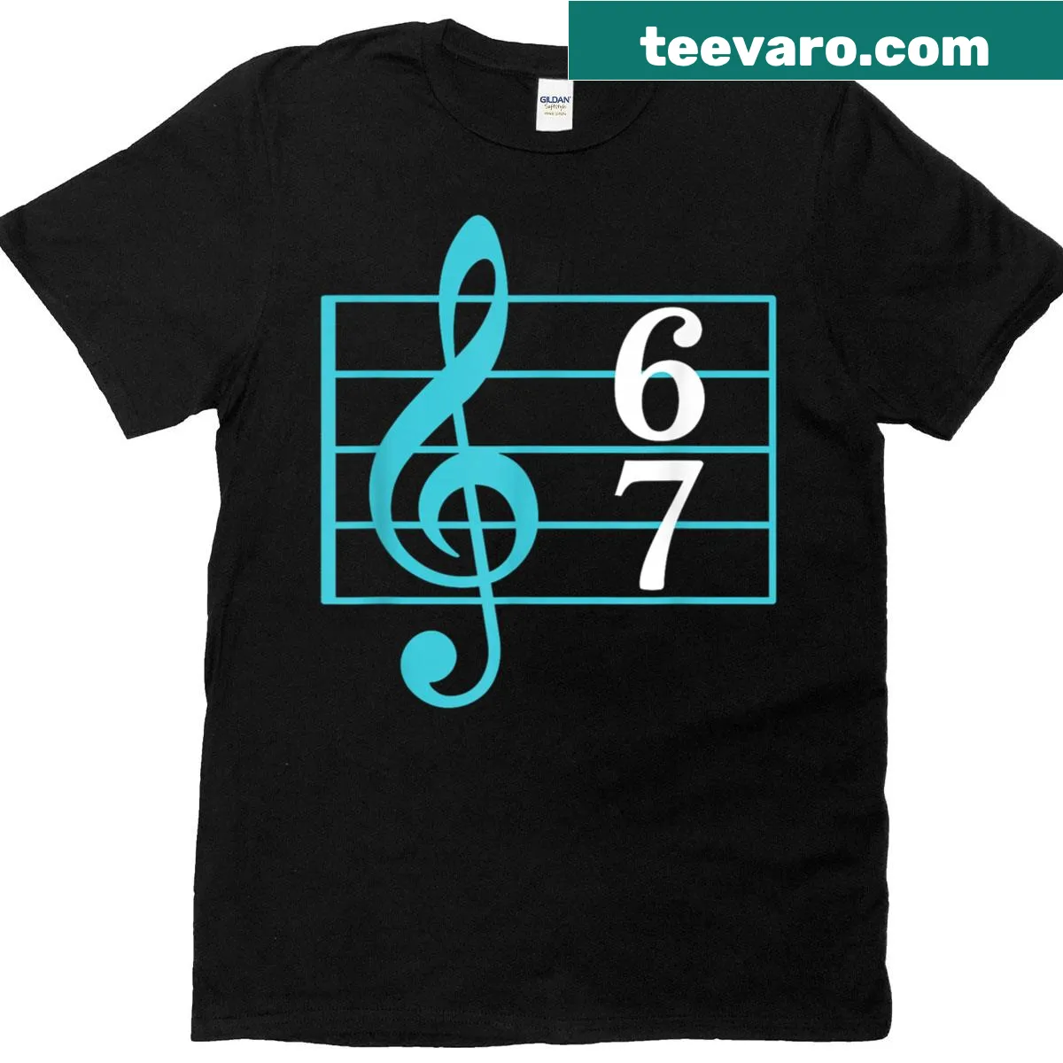 Funny music teacher T-shirt with music meme text — on a men's t-shirt