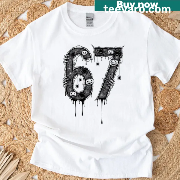 Funny Halloween-themed t-shirt with spider web and meme text design