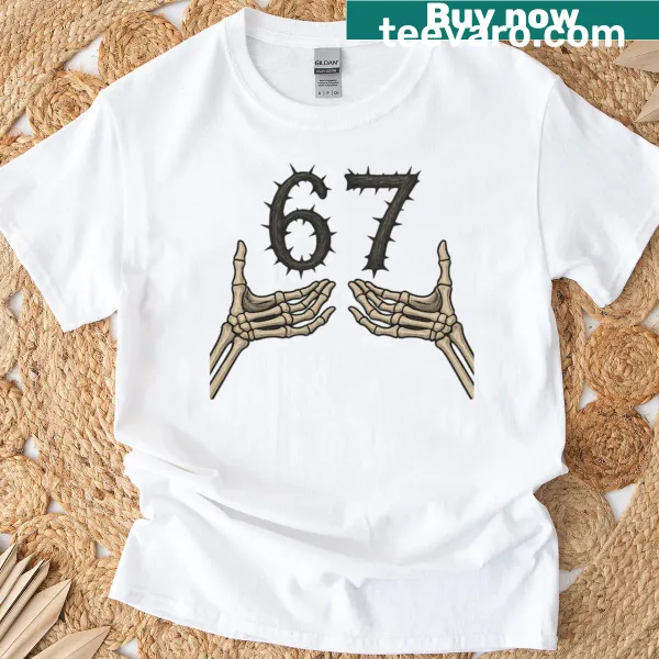 Boxy t-shirt featuring a skeleton hand design
