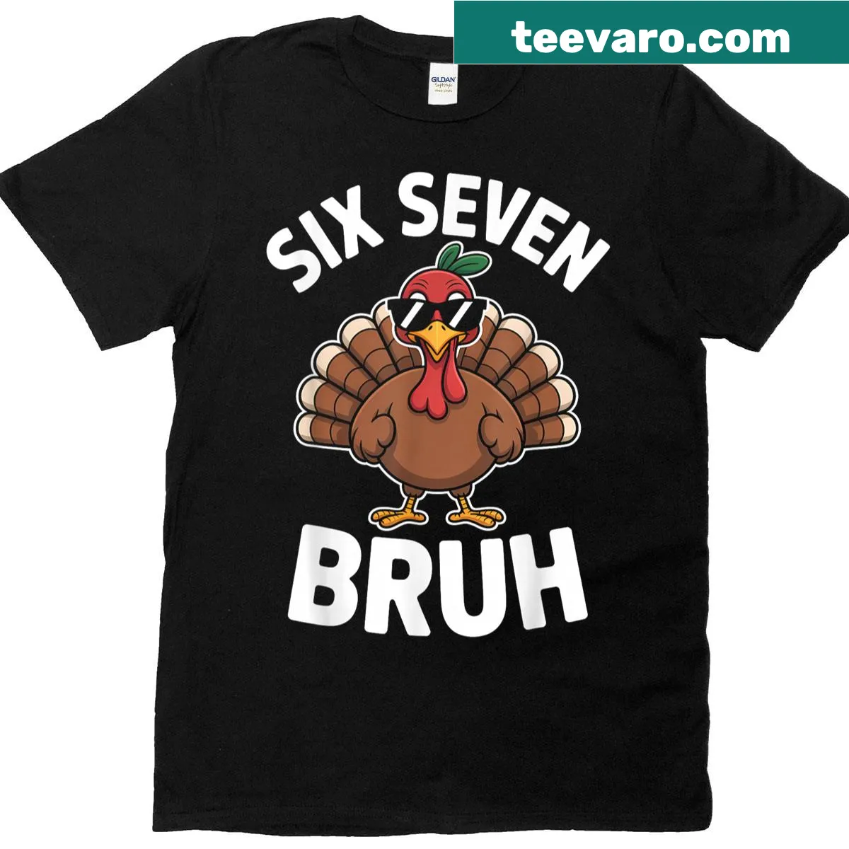 Funny turkey graphic t-shirt with meme text for kids — on a men's t-shirt