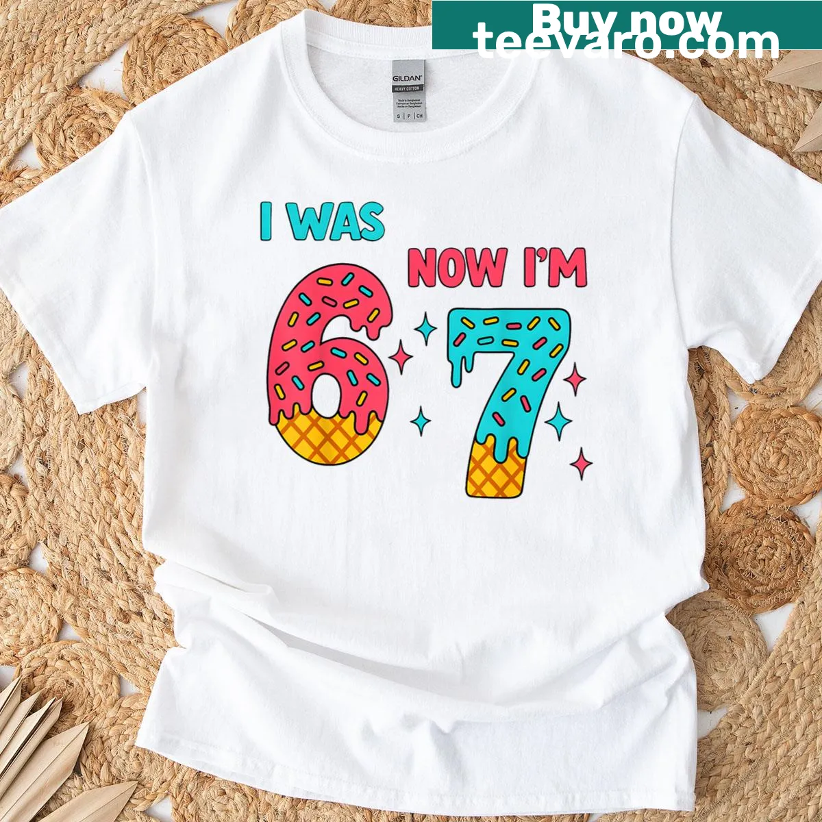 Funny birthday t-shirt for kids turning 7 — on a men's t-shirt