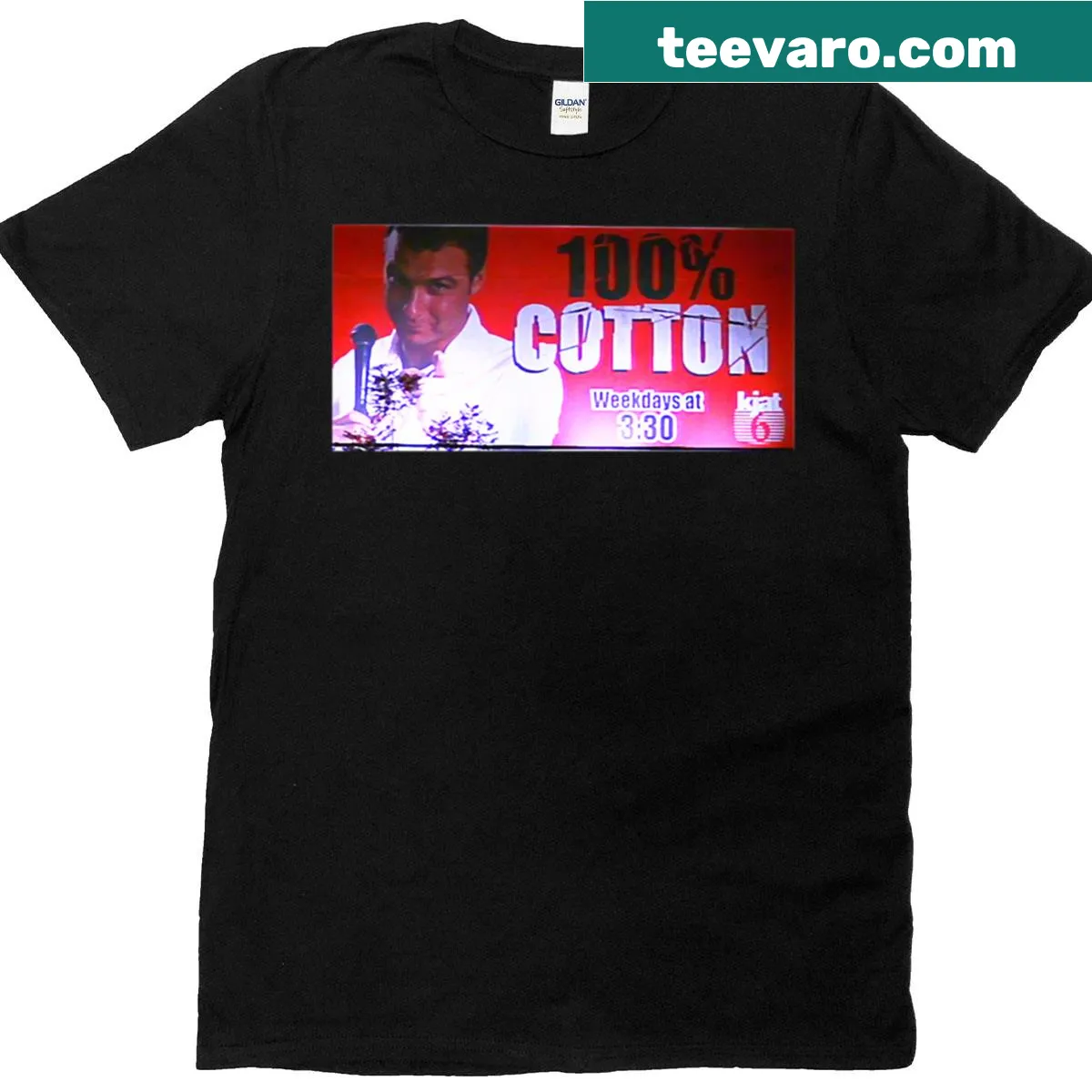 Horror slasher T-shirt with '82scream 3' text design — on a men's t-shirt