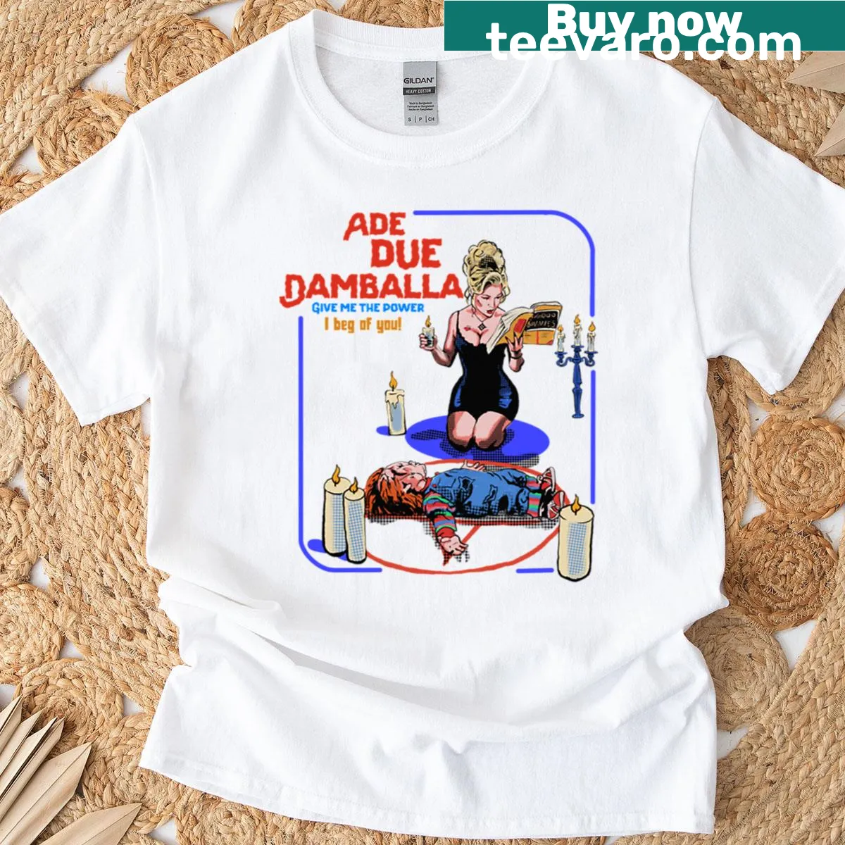 T-shirt featuring Bride of Chucky themed graphic — on a men's t-shirt