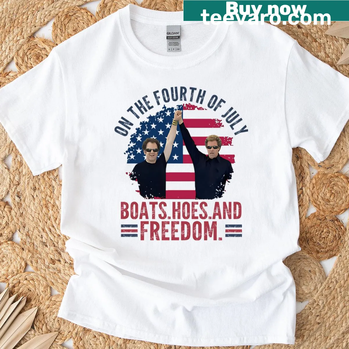 Funny Fourth of July t-shirt with playful text — on a men's t-shirt