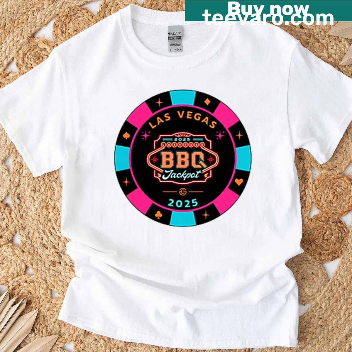 Playful BBQ-themed t-shirt with humorous text — on a men's t-shirt
