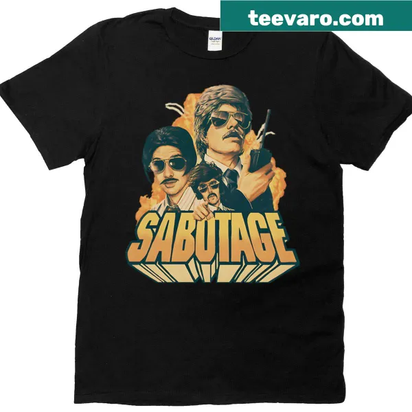Beastie Boys 'Sabotage' meme graphic on a T-shirt.