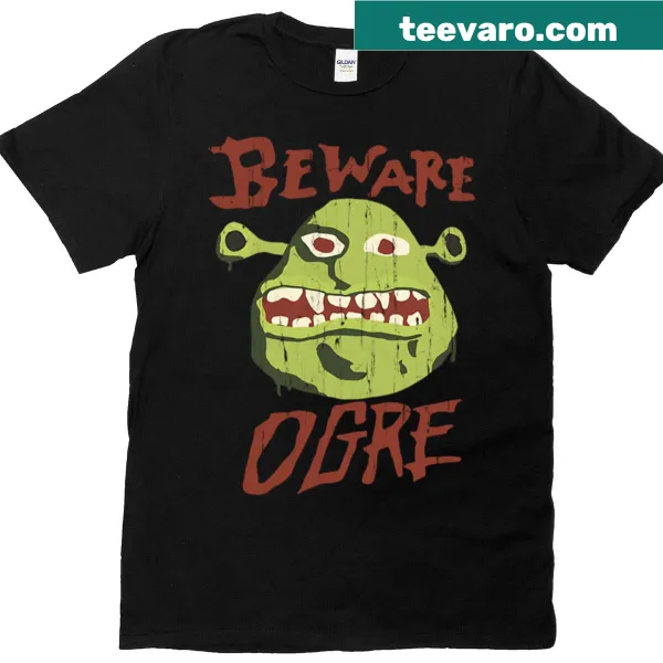 Playful T-shirt with a whimsical 'Beware Ogre' design.