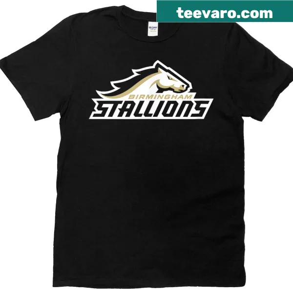 Birmingham Stallions Lockup logo on T-shirt.
