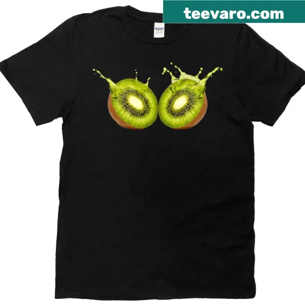 Whimsical kiwi illustration on T-shirt.