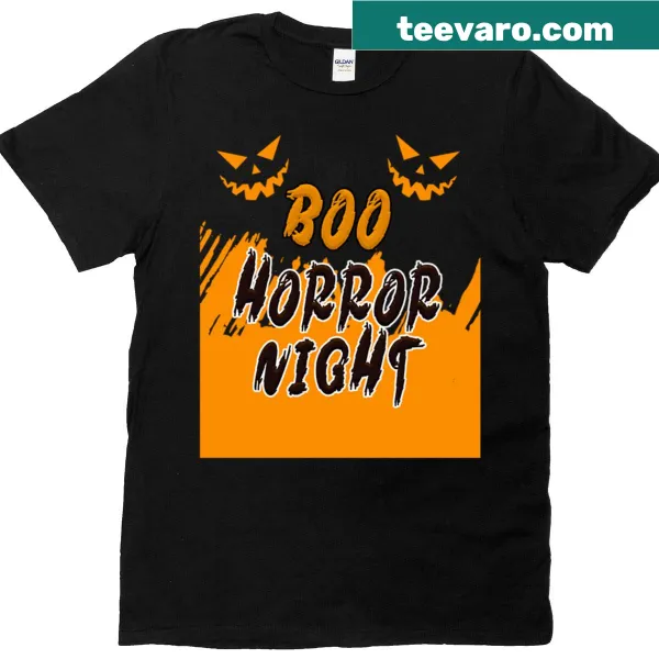 Spooky Halloween-themed Boo Horror Night t-shirt with graphic design