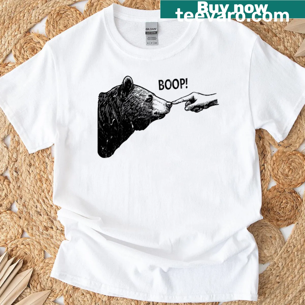 Halloween t-shirt featuring the word 'Boop' and festive graphics — on a men's t-shirt
