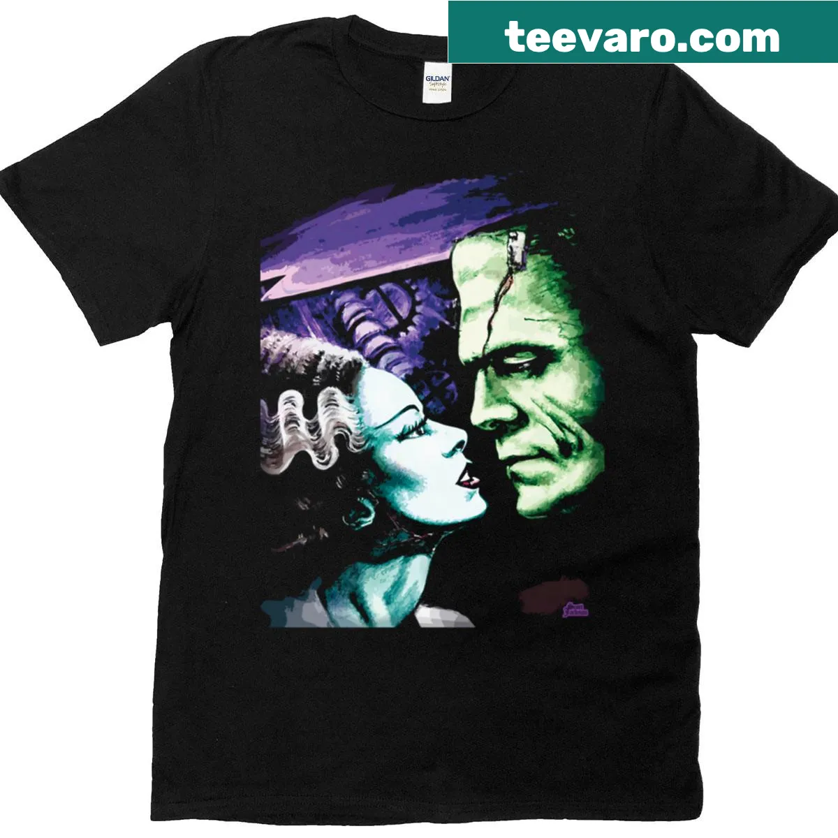 Cartoon monsters in love graphic on a Bride Frankie T-shirt — on a men's t-shirt