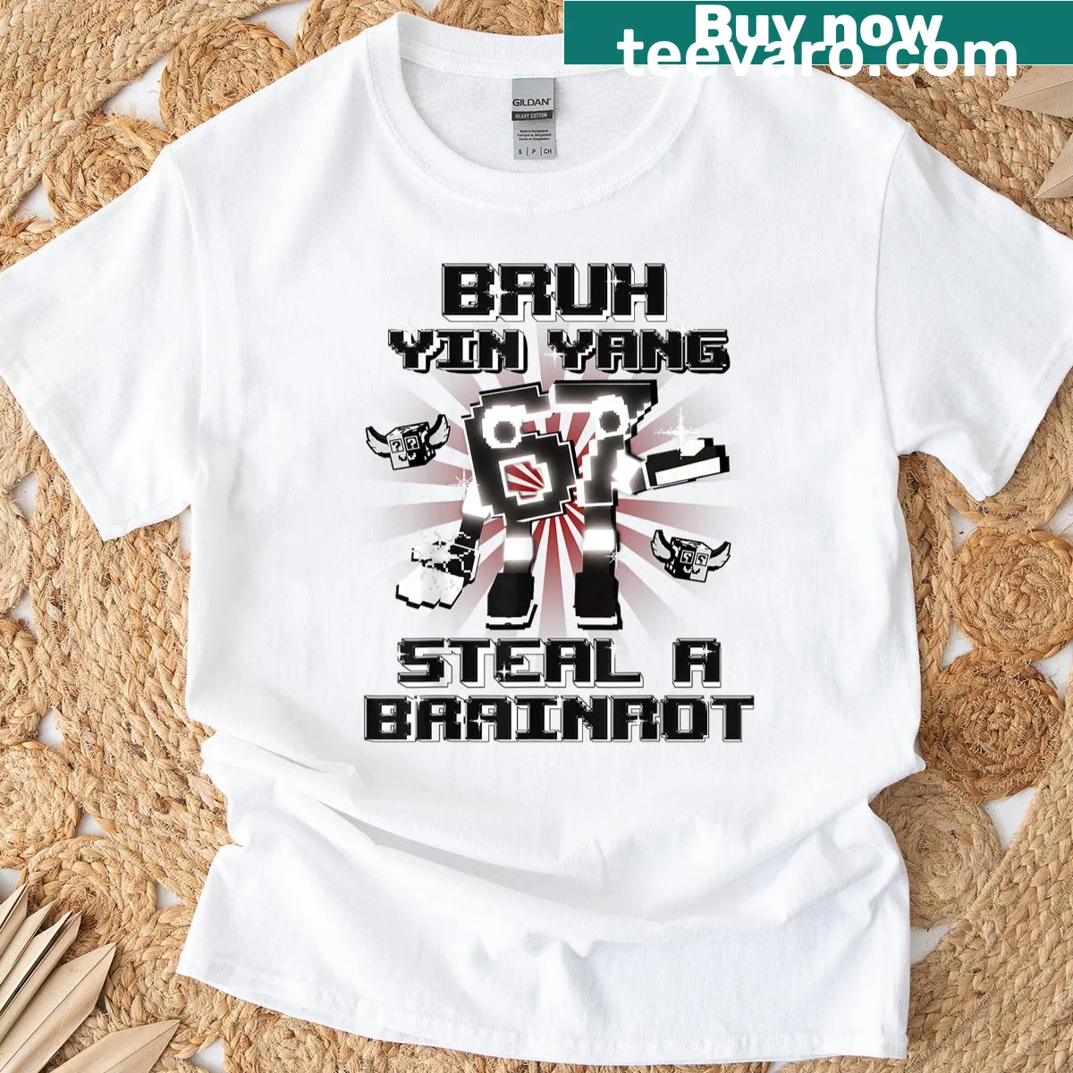 Funny 'bruh' yin yang design for kids — on a men's t-shirt