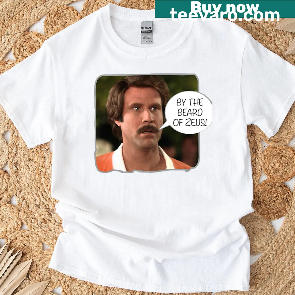Sarcastic t-shirt with 'By The Beard Of Zeus' saying — on a men's t-shirt