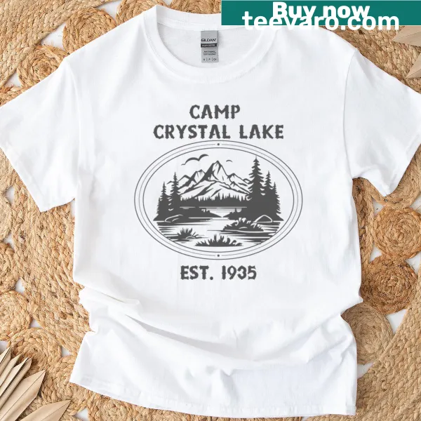 Graphic t-shirt inspired by Camp Crystal Lake from horror movies