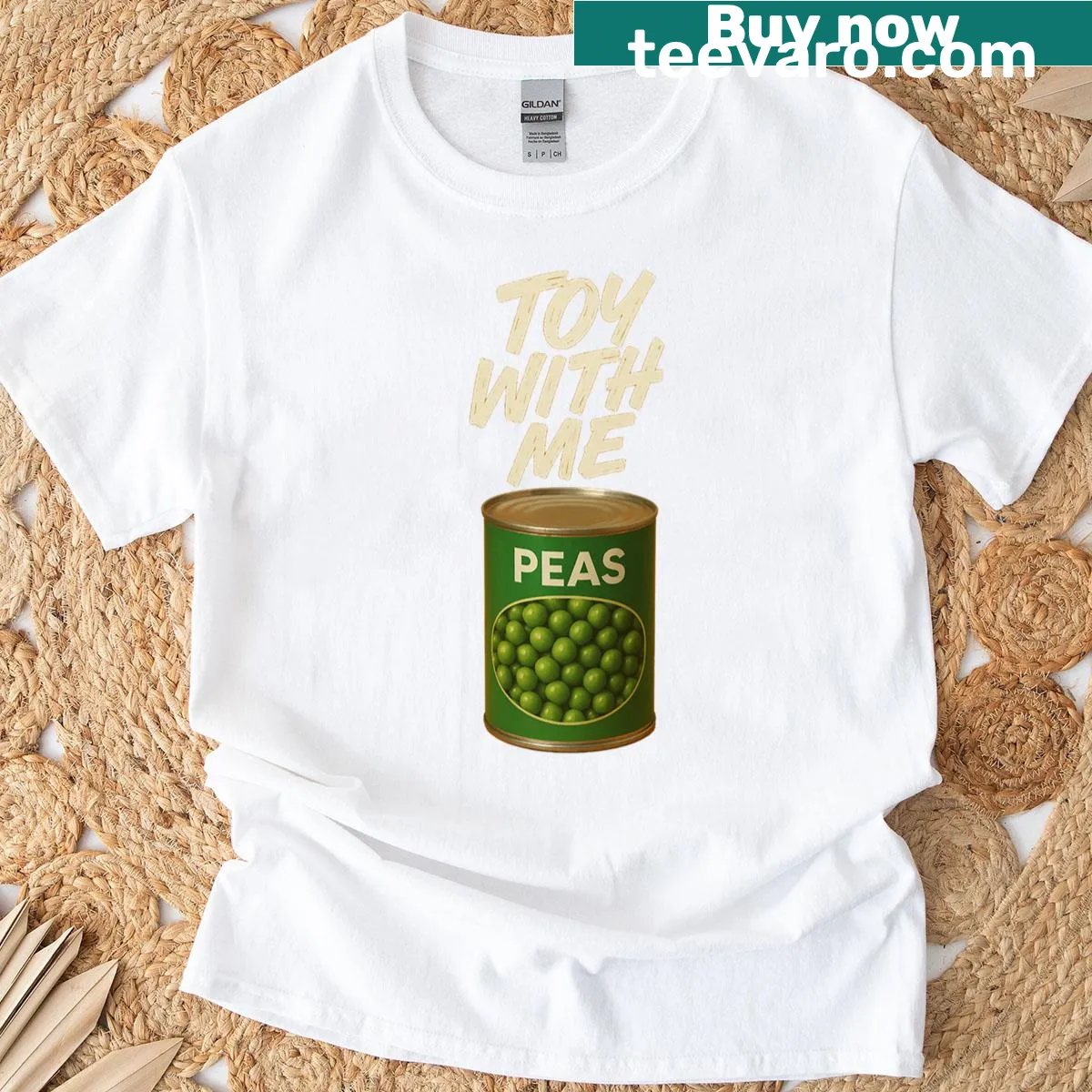 Illustrated can of peas design on a T-shirt — on a men's t-shirt