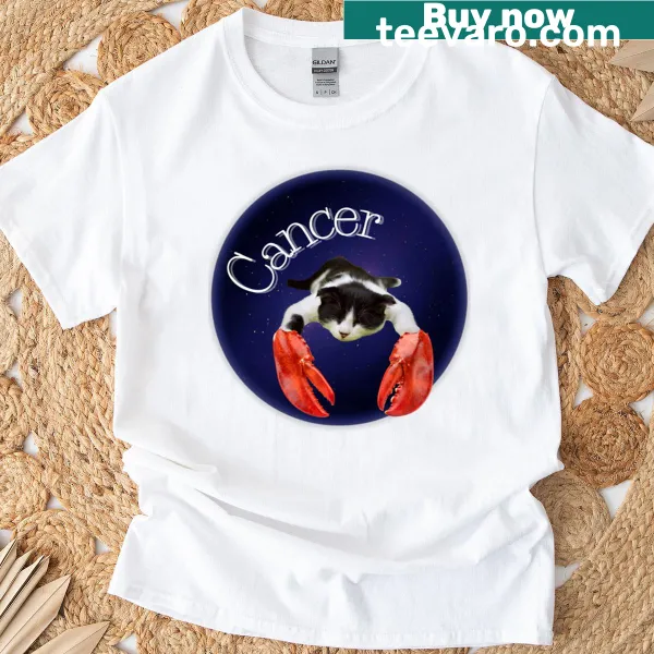 Cute T-shirt featuring Cancer the Cat with claws graphic