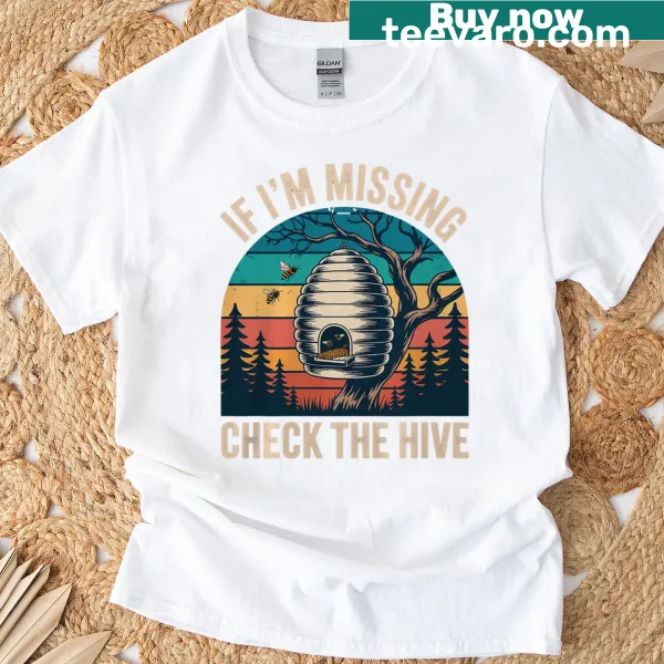 Beekeeper t-shirt with a badge-style design featuring honeybees