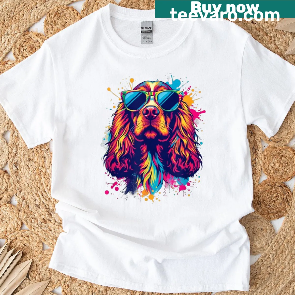 Text graphic celebrating Cocker Spaniels on a dog lover's t-shirt — on a men's t-shirt
