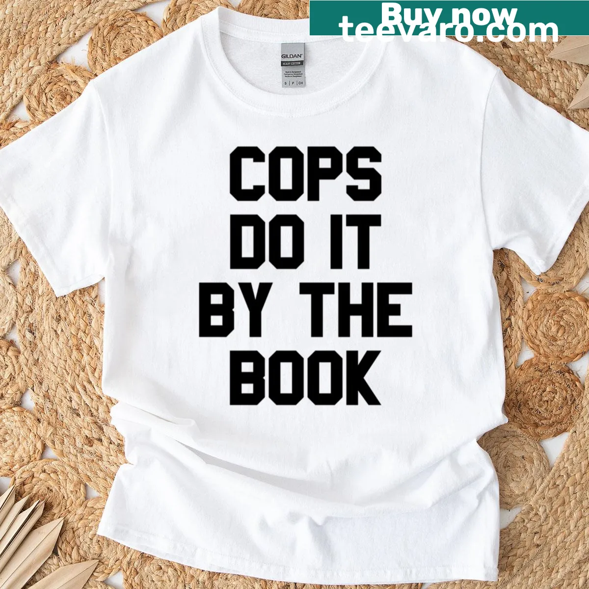 T-shirt with the message 'Cops Do It By The Book'. — on a men's t-shirt