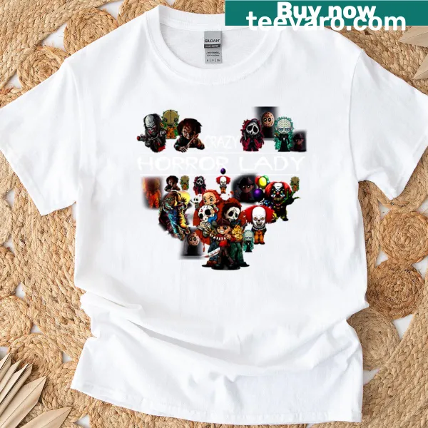 Horror-themed t-shirt featuring classic horror characters
